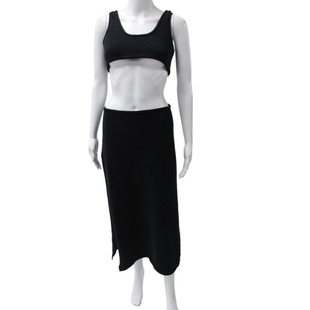 Cult Gaia Womens Black Sleeveless Scoop Neck Knit Maxi Dress Size M